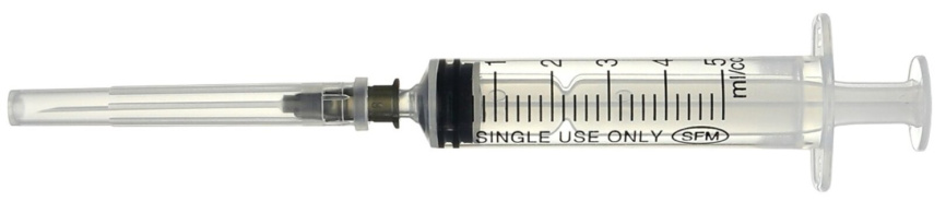 Шприц, 5мл SFM (1уп/100шт) с иглой 22G фото 2